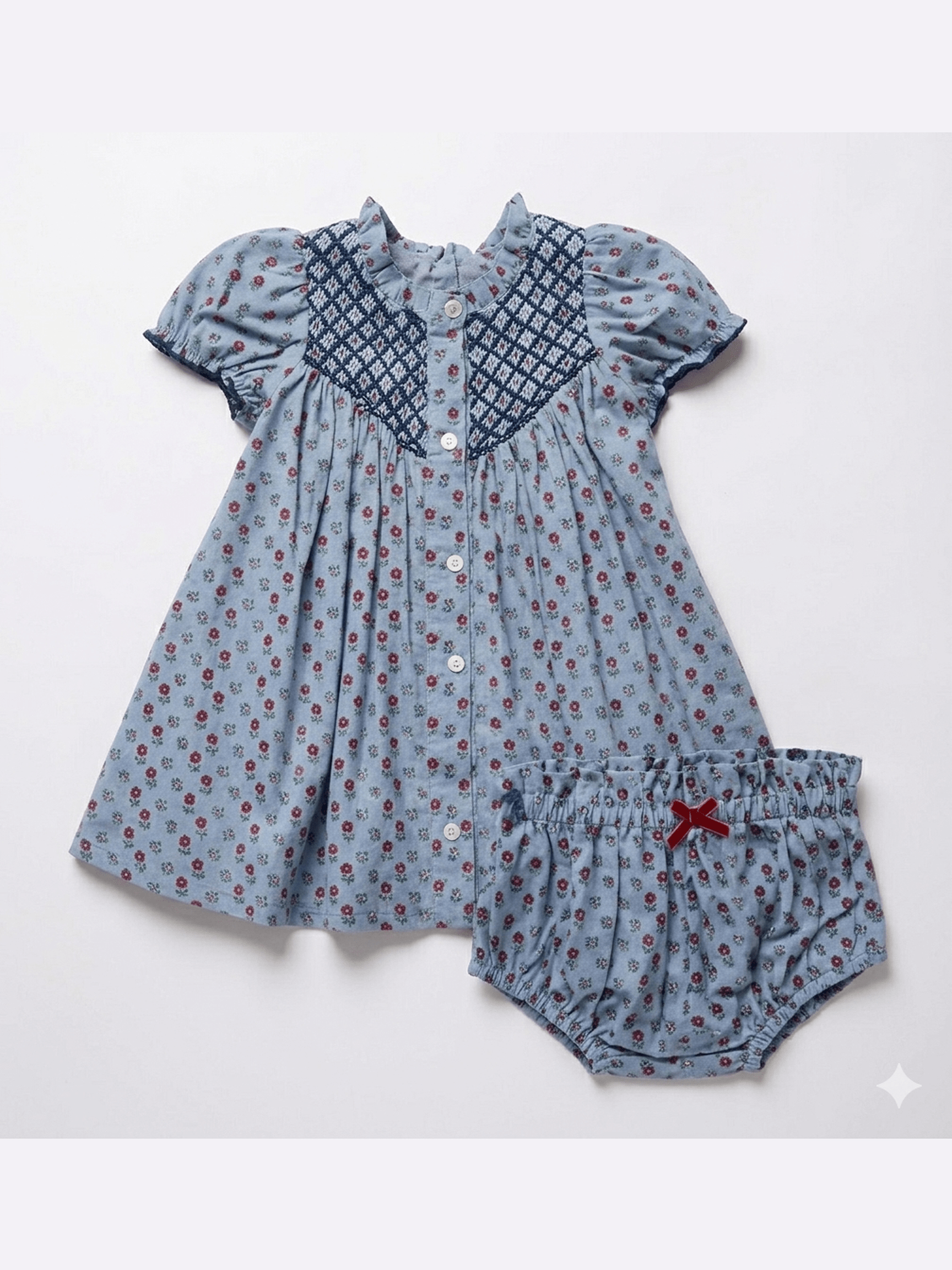 Baby Girls Lucia Dress Set - Light Blue Carnation