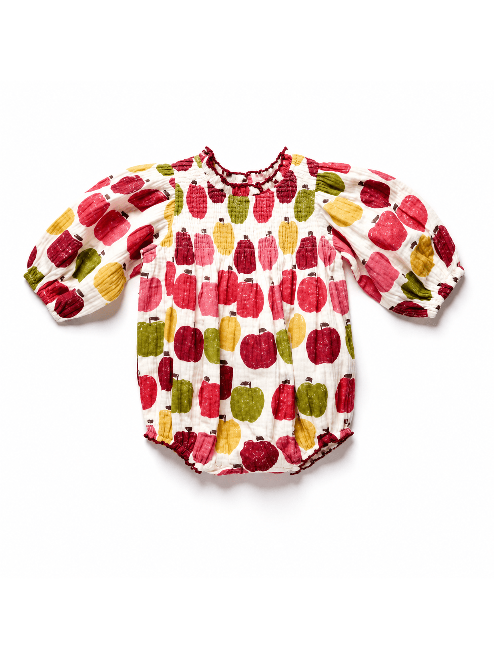 Stevie Puff Sleeve Bubble - Pink Delicious Apples