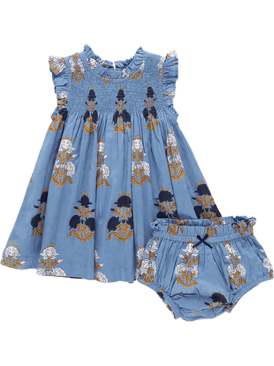 Stevie Dress Set - Blue Flowerette