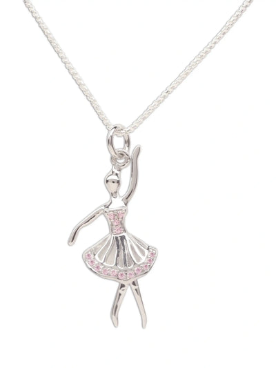 14 inch Girls Silver Ballerina Necklace