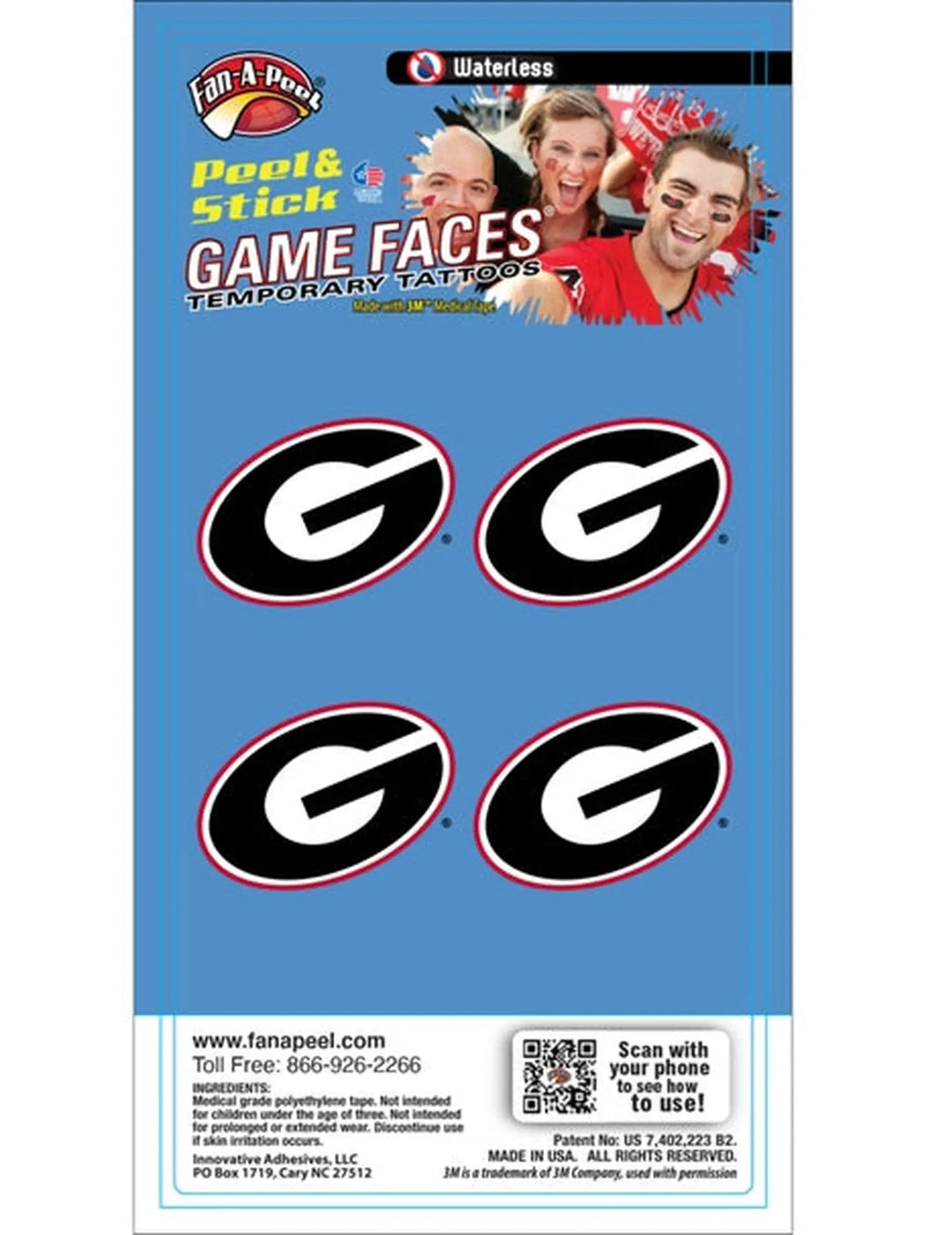 Georgia Gameday Temporary Face Tattoo