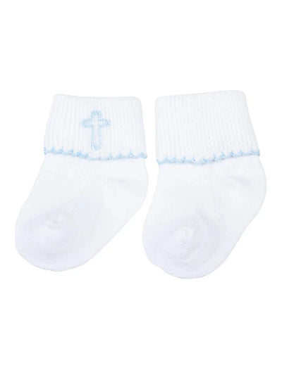 Blessed Embroidered Socks - Light Blue