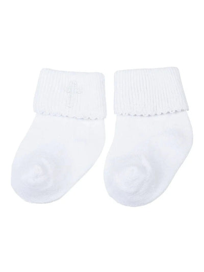 Blessed Embroidered Socks - White