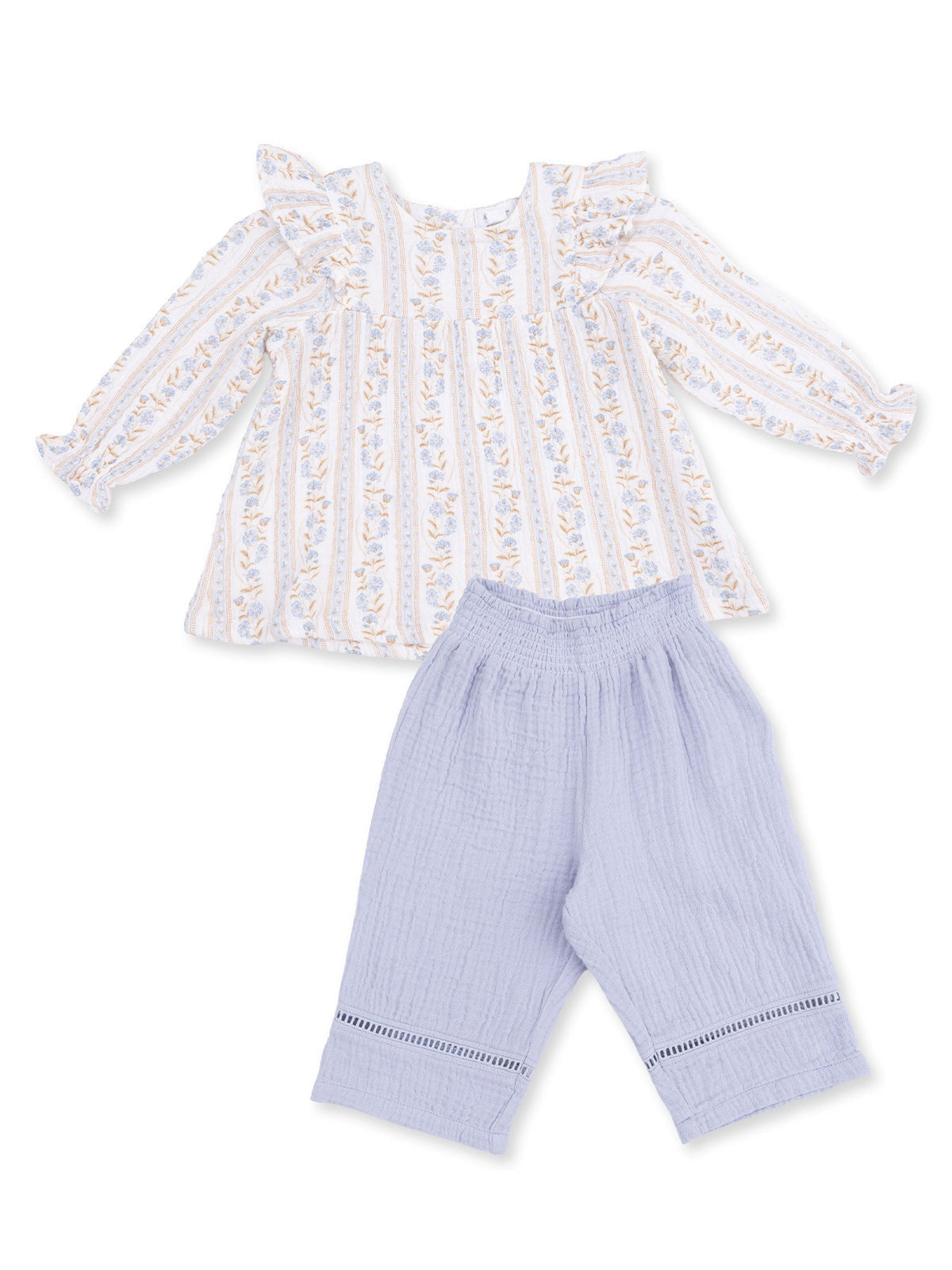 Catarina Floral - Long Sleeve Ruffle Tunic and Smocked Waist Pant