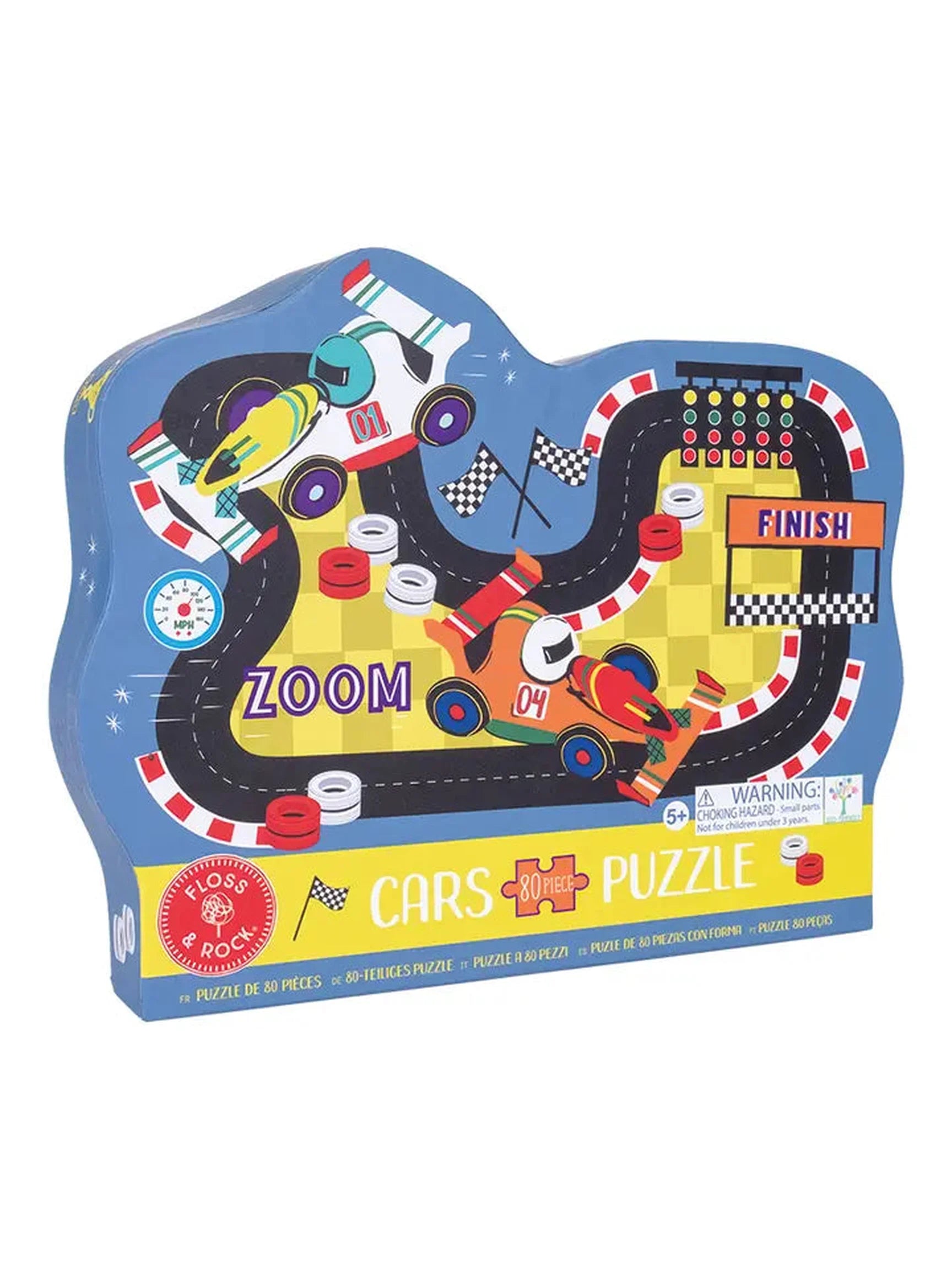 Cars 80pc "Race Track" Shaped Jigsaw with Shaped Box