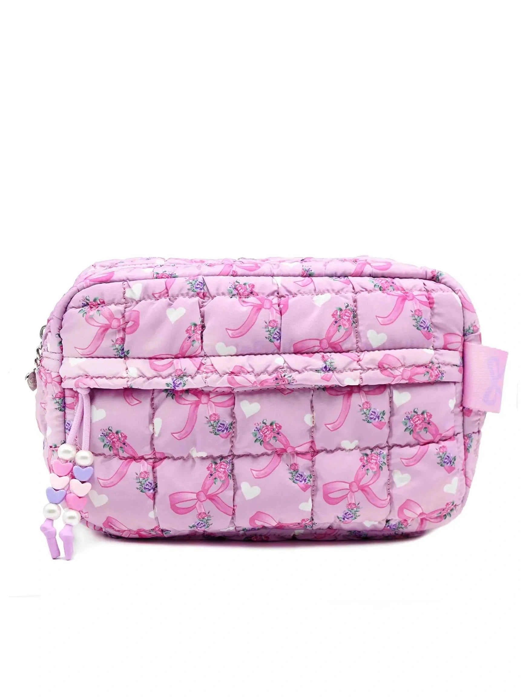 Quilted Scrunchies Floral Bow Printed Pouch