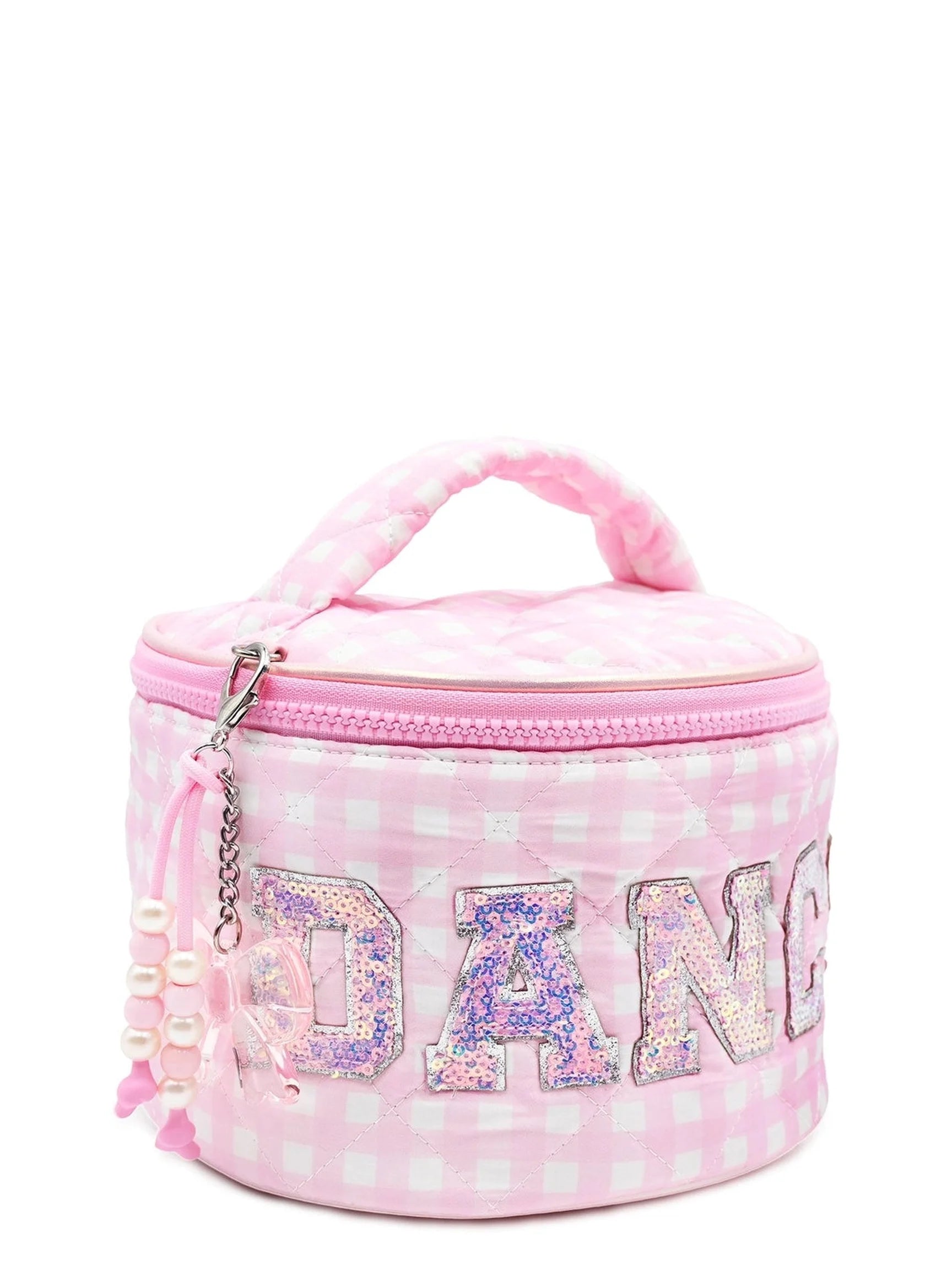 'DANCE' Quilted Gingham Round Glam Bag w/ Charm