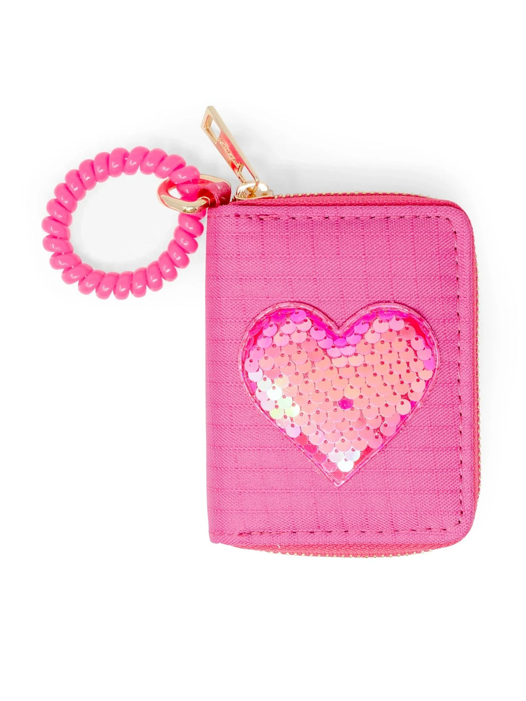 Sequin Heart Spiral Strap Wallet