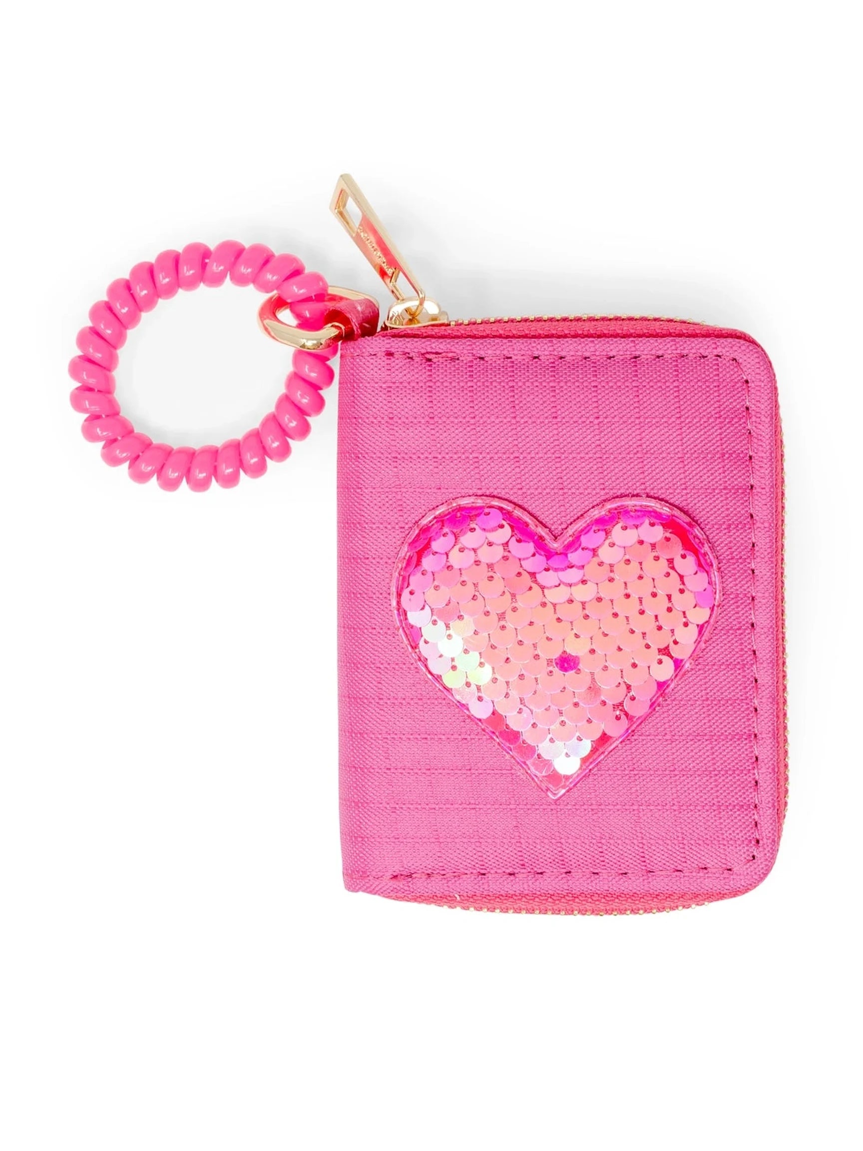 Sequin Heart Spiral Strap Wallet