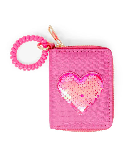Sequin Heart Spiral Strap Wallet