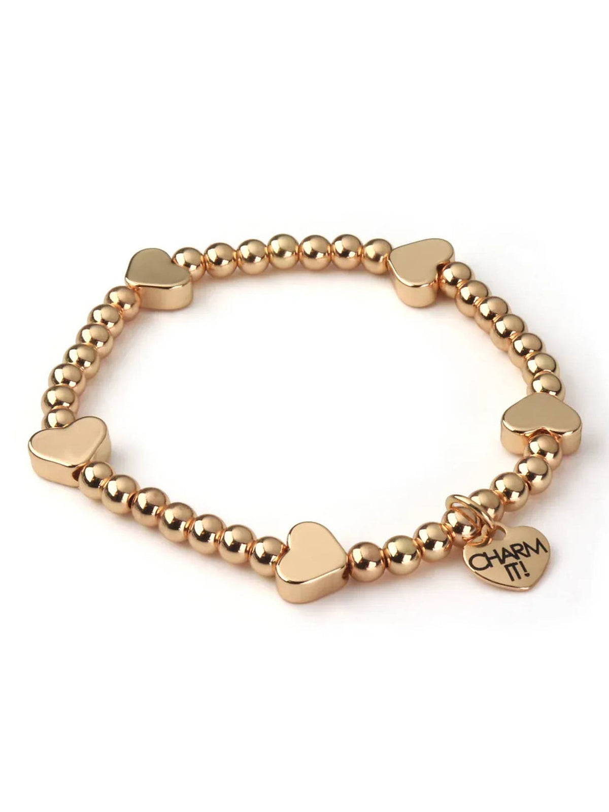 Classic Gold Heart Stretch Bead Bracelet