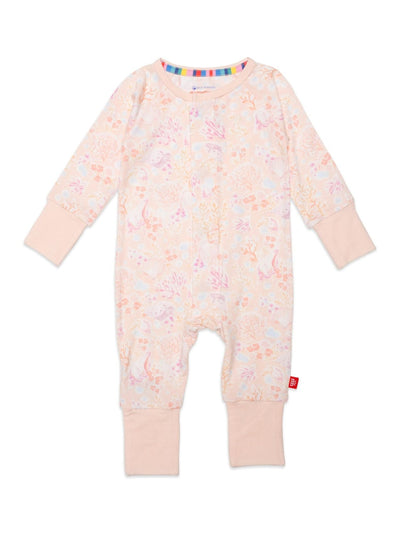Coral Floral Modal Magnetic Convertible Coverall - Posh Tots Children's Boutique