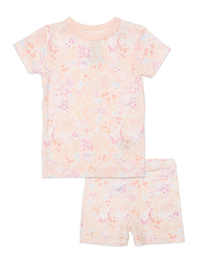 Coral Floral Modal Magnetic No Drama Pajama Shortie Set - Posh Tots Children's Boutique