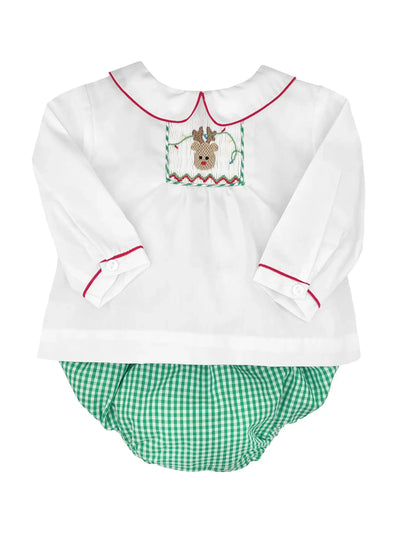 Reindeer Smocked Boy Diaper Set