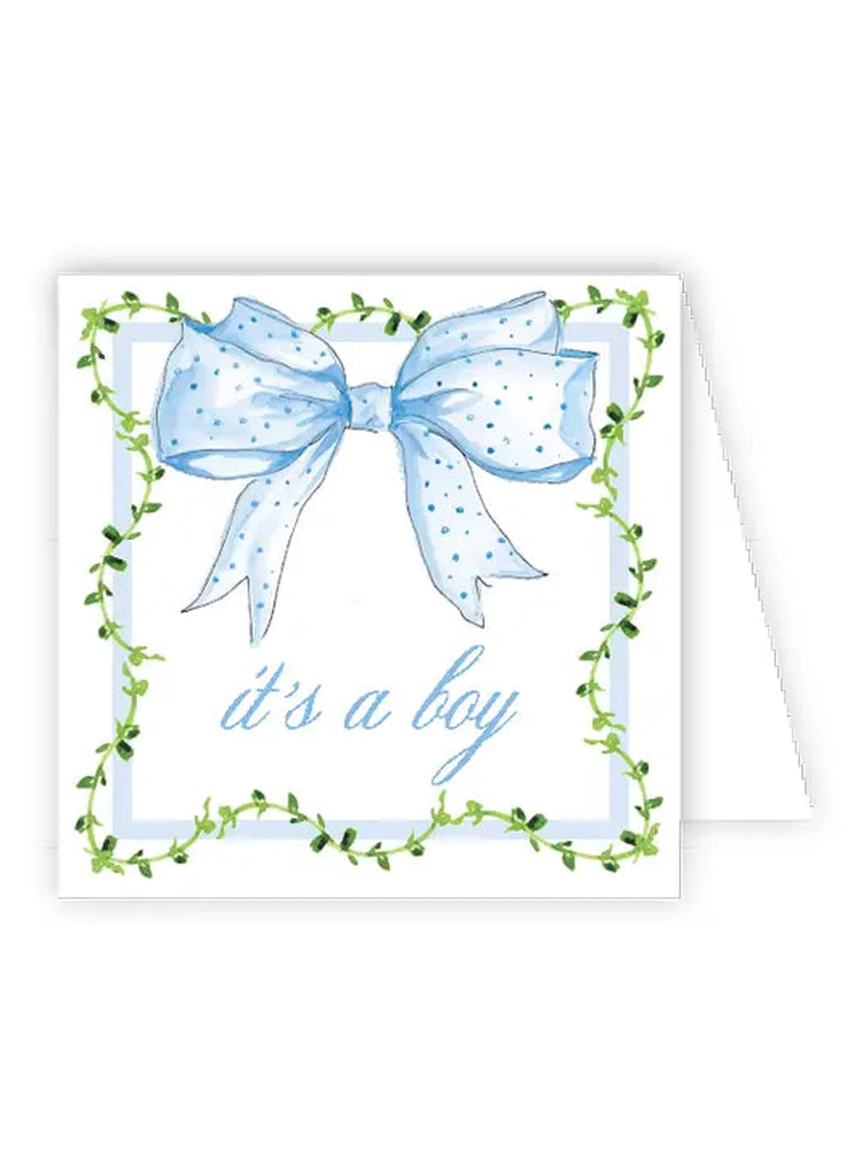 Handpainted It's A Boy Blue Bow Enclosure Card