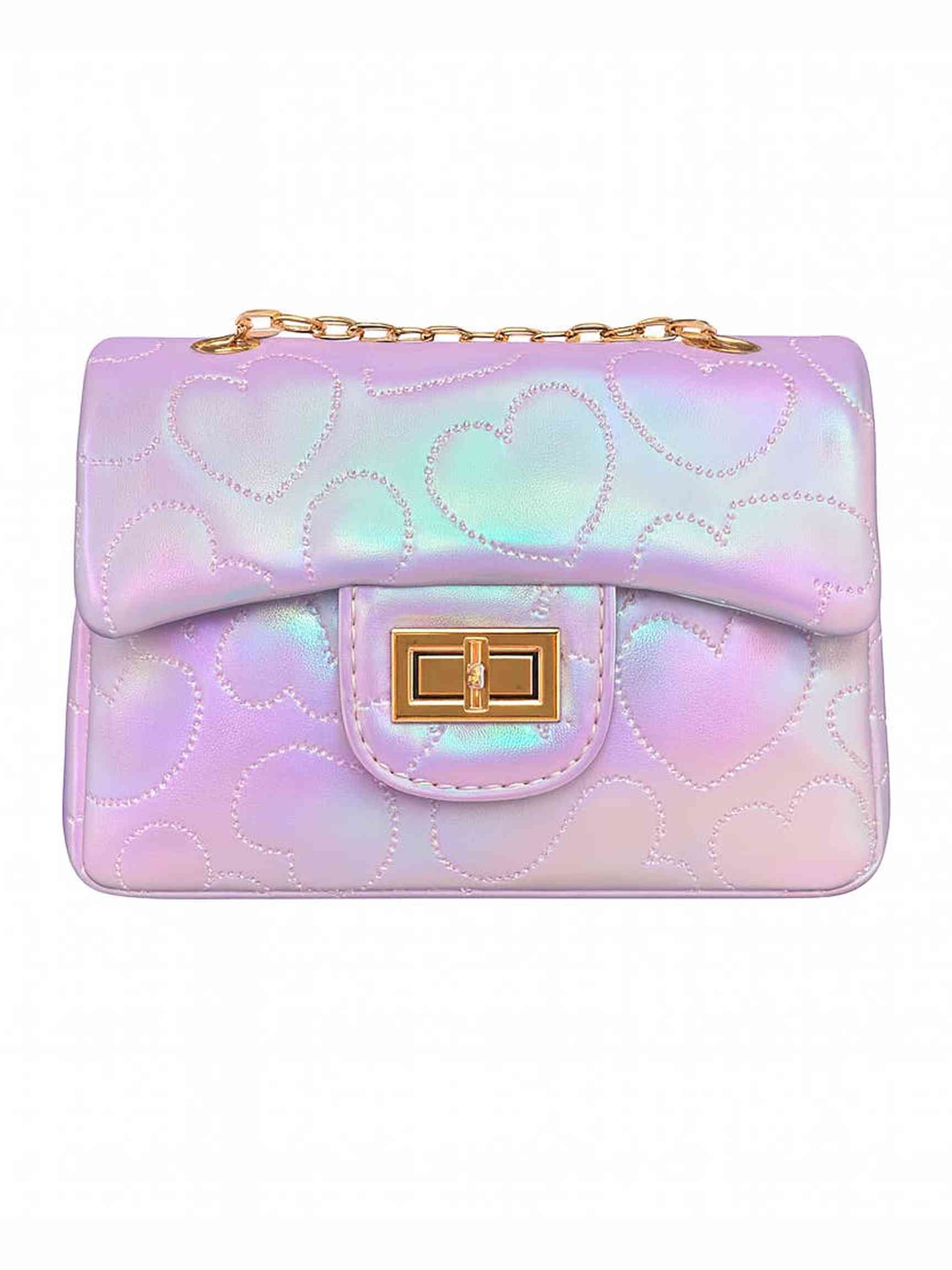 Shiny Dotted Heart Classic Handbag - Posh Tots Children's Boutique