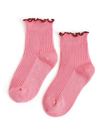 Ribbed Lettuce Trim Midi Socks