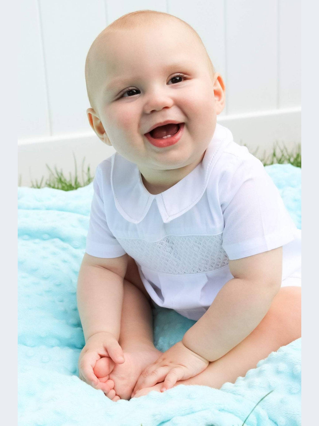 Emmett Diamond Smocked Romper Set