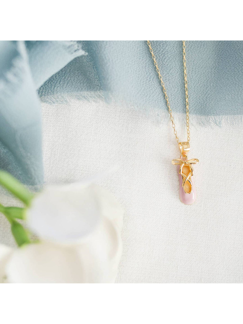 Girls 14K Gold-Plated Pink Ballet Slipper Necklace