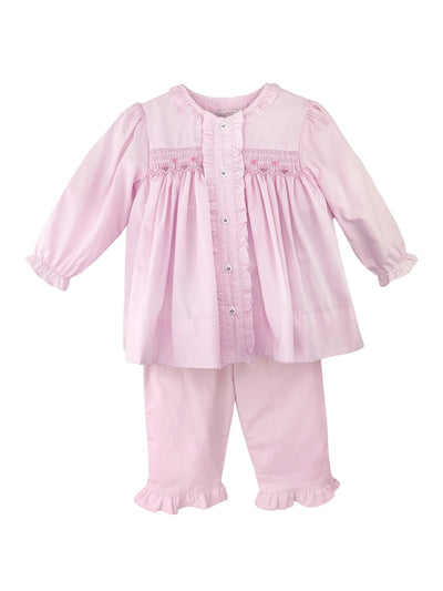 Pink Ruffle Smocked Pant Set