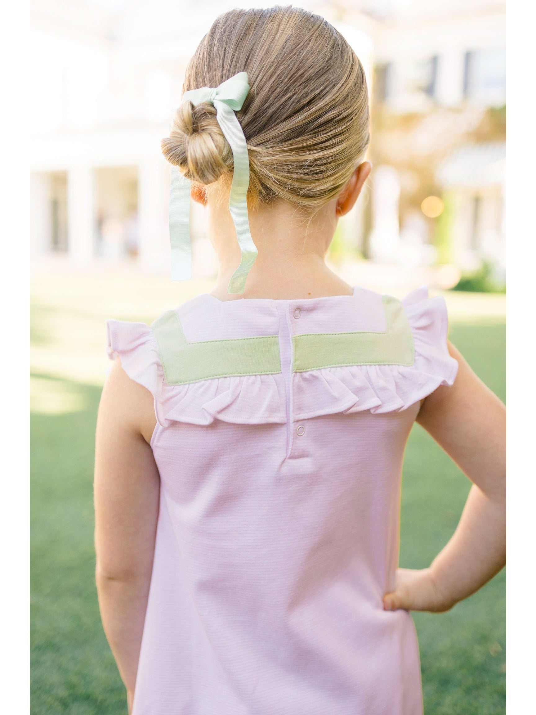 Pink with Green Stripe Sleeveless Dress