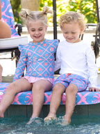 Boys Tropical Trellis Performance Hybrid Swim Trunks - Posh Tots Children's Boutique