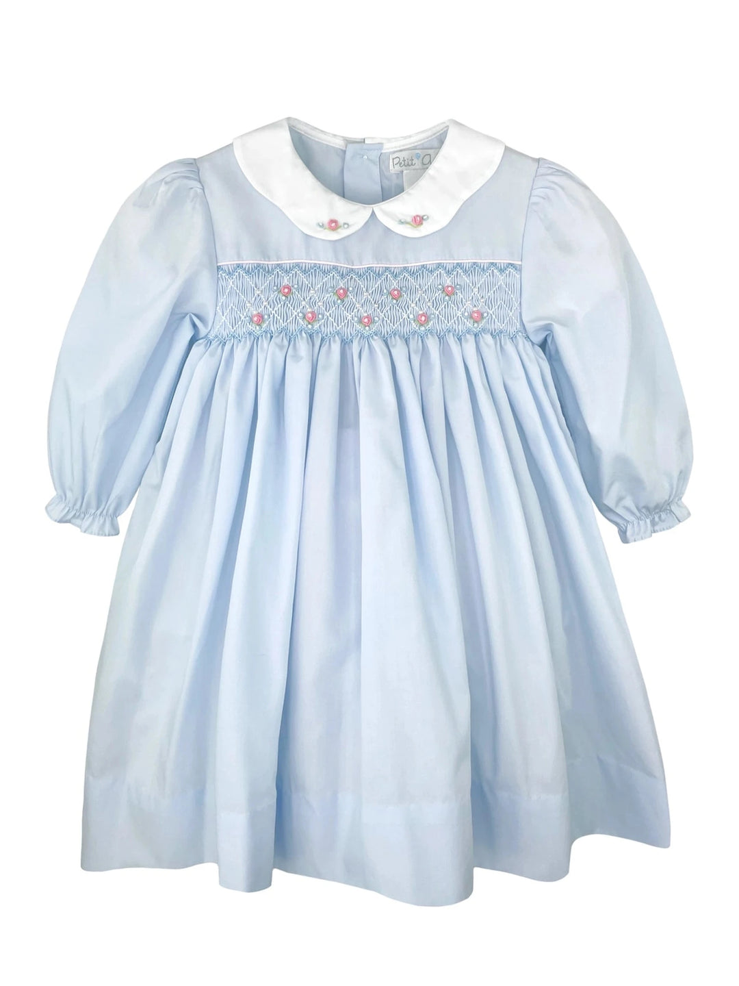 Dress w/Cord Smocking Scallop Collar Posh Tots Children's Boutique