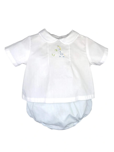 Giraffe Embroidered Boy Diaper Set