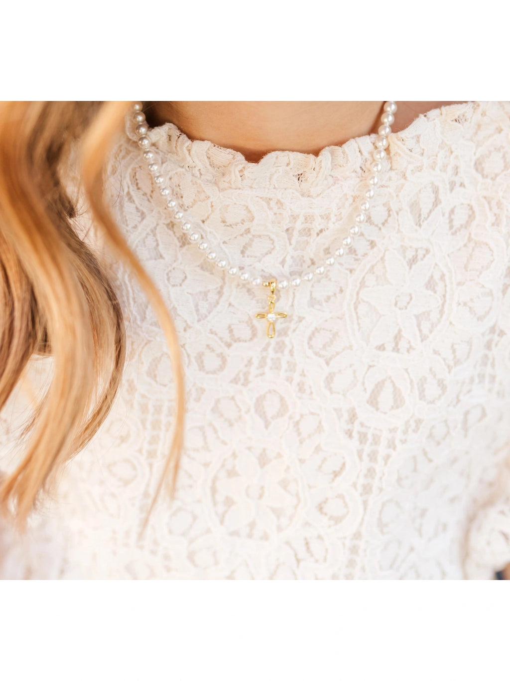 Jayde 14K Gold Plated First Communion Kids Cross Necklace