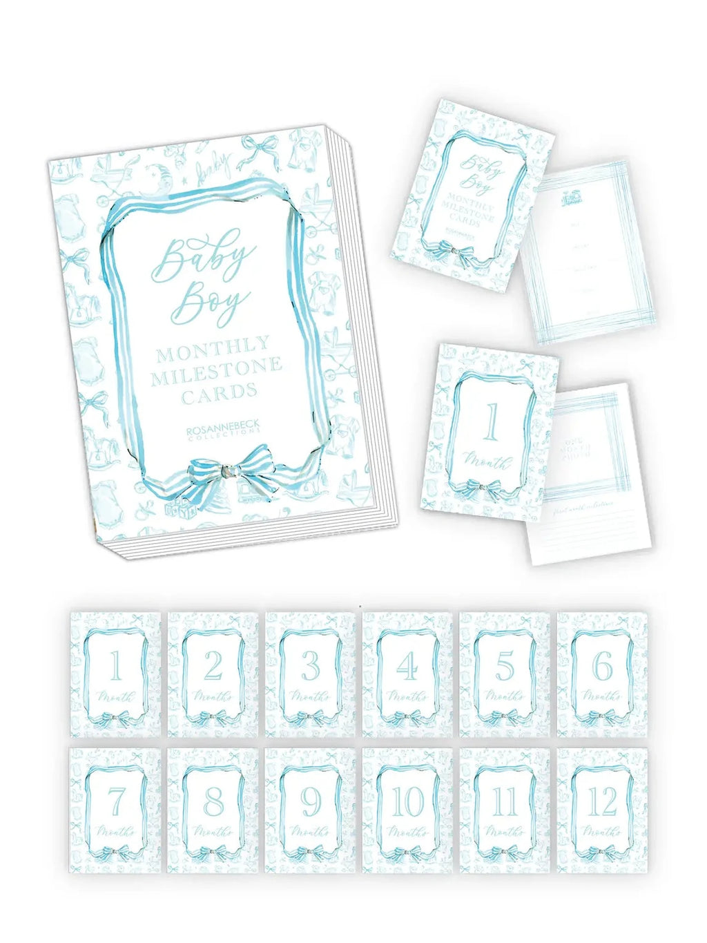 Handpainted Baby Toille Pattern Milestone Cards