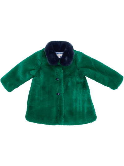 Kate Coat - Emerald Faux Fur - Posh Tots Children's Boutique