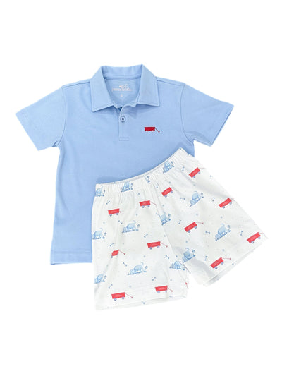 PRE-ORDER Blue Polo with Wagon