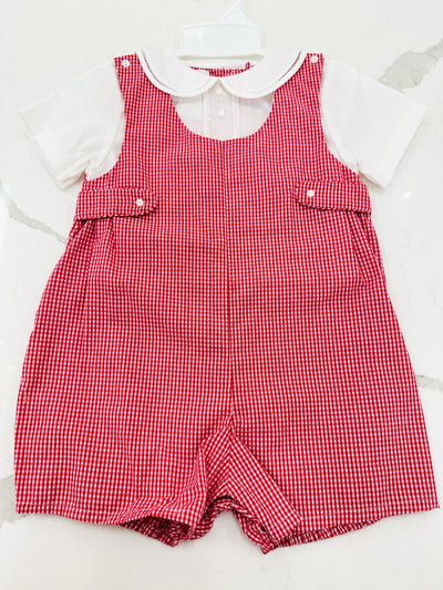 Cole Red Gingham Romper
