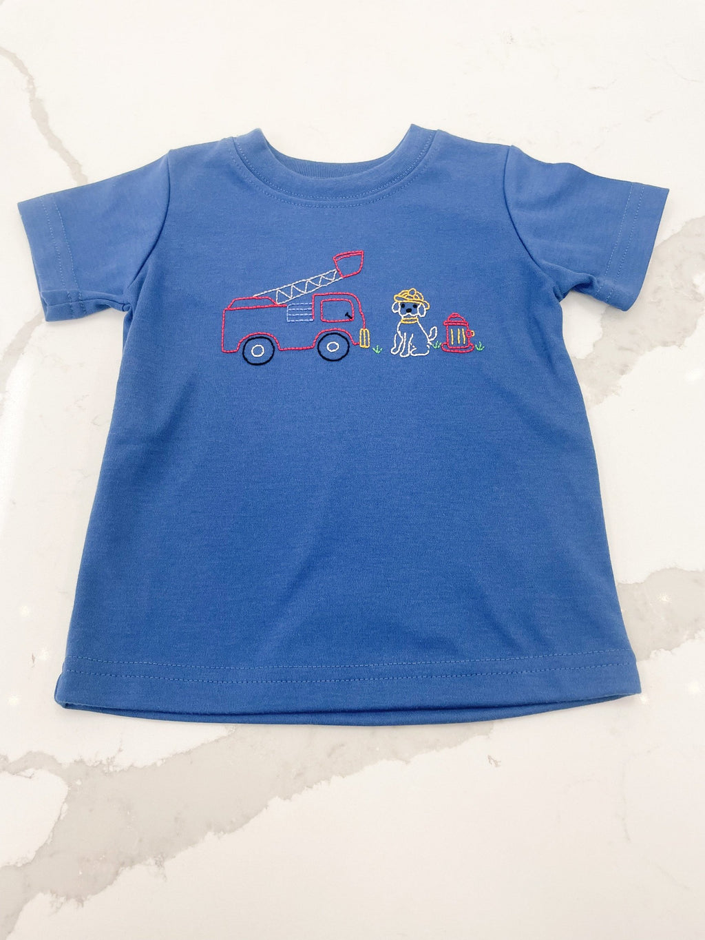 Houston Blue Shirt - Firetruck & Dog