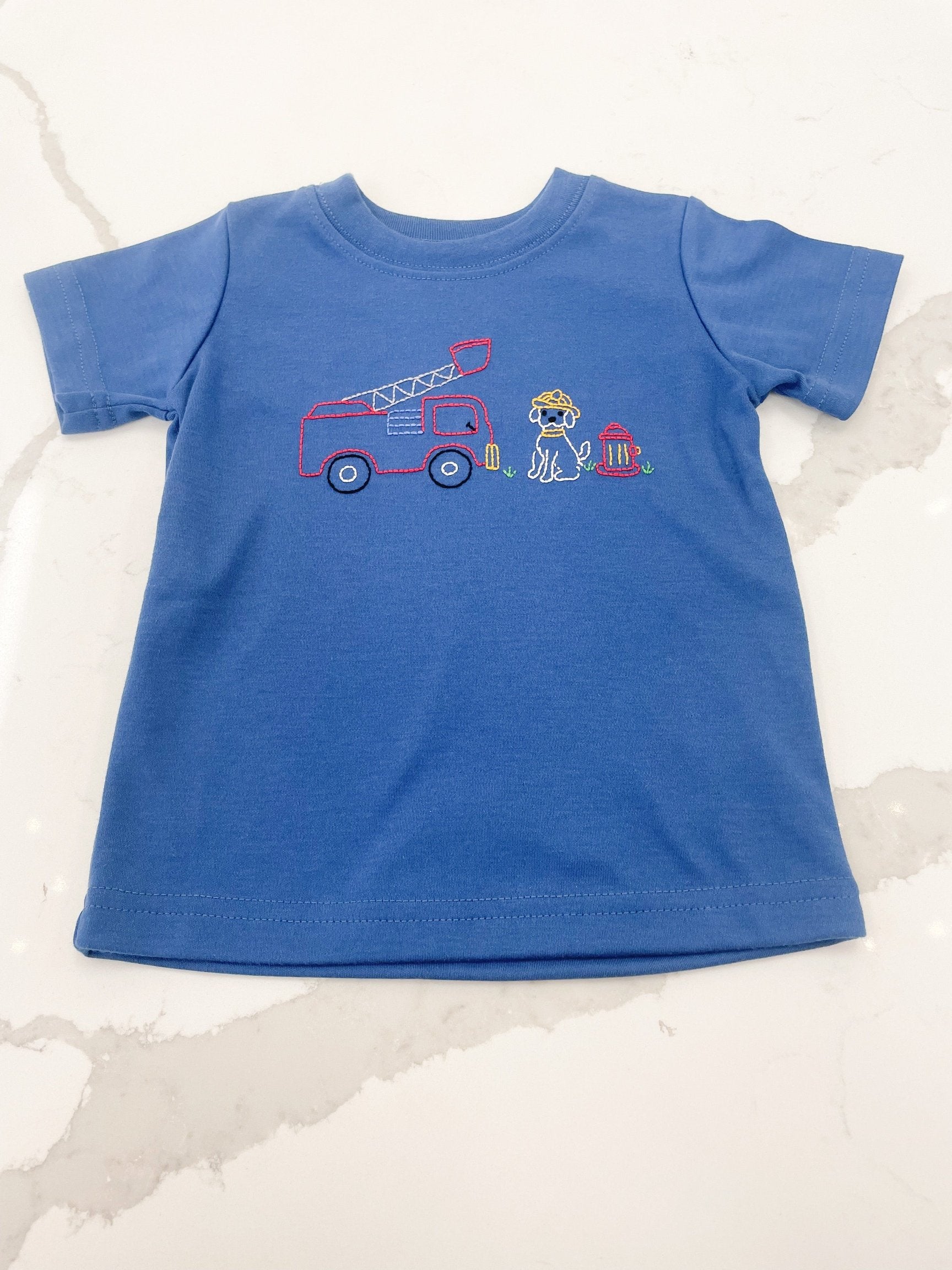 Houston Blue Shirt - Firetruck & Dog
