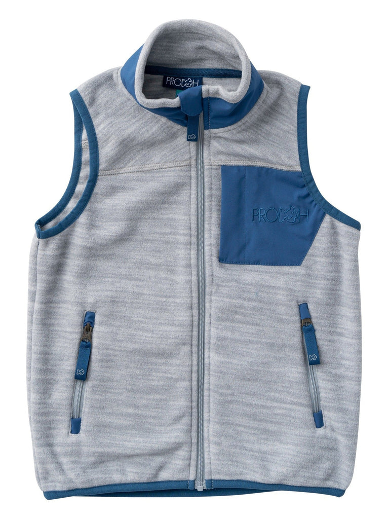 Kid's Sleeveless Down Jacket Gray Technical Fabric with Lily of