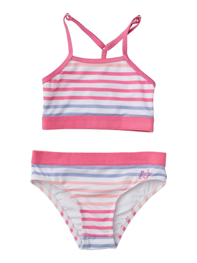 Racerback Bikini - Pink Carnation Multi Color Stripe