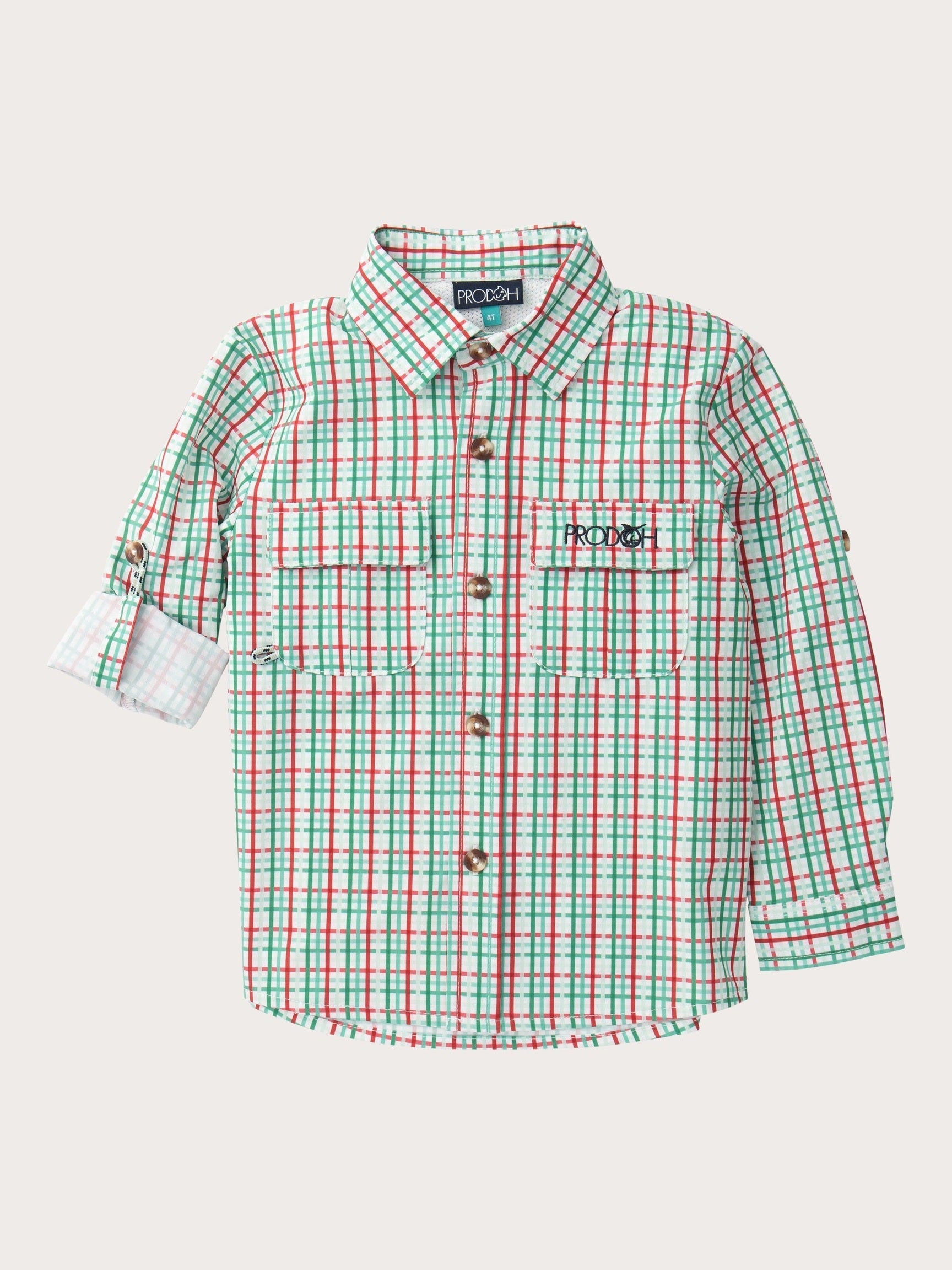 PRE-ORDER Founders Kids Fishing Shirt - Holiday Plaid