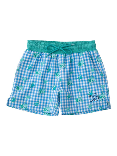 PRE-ORDER Boogie Board Swim Trunks- Gingham Turtles