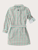 PRE-ORDER Girl's Long Sleeve Belted Shirt Dress - Holiday Plaid