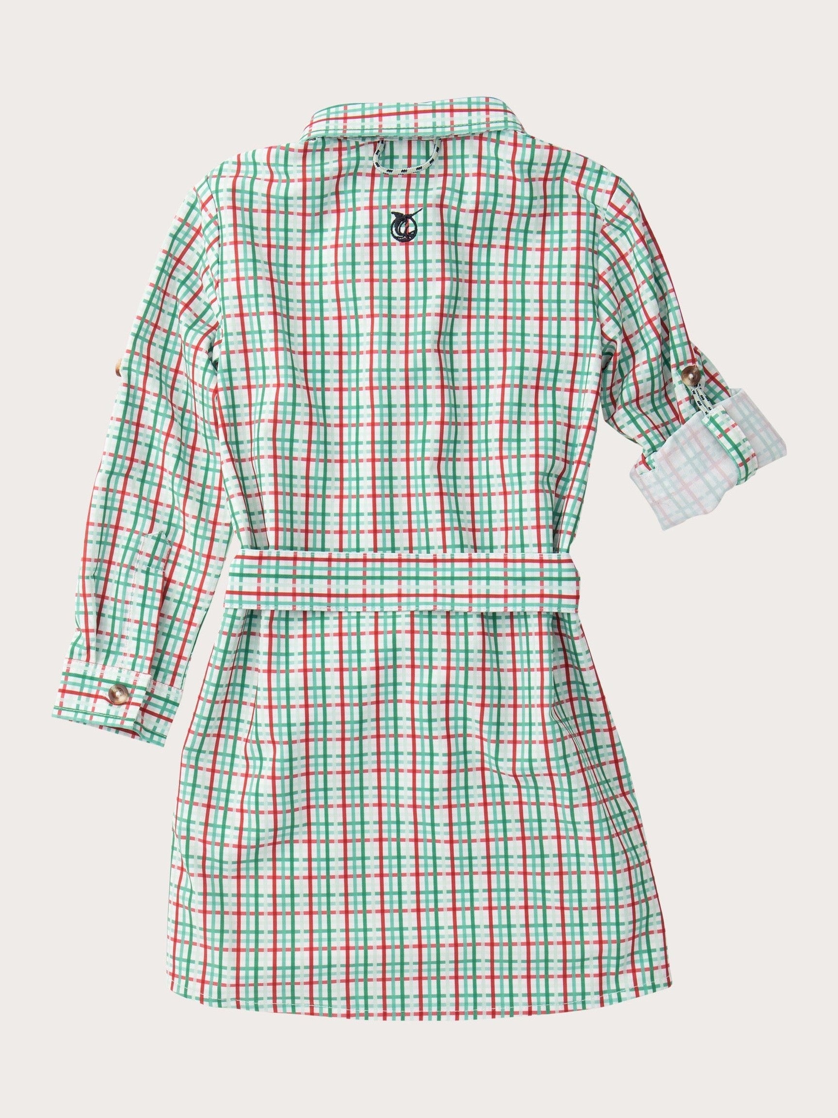 PRE-ORDER Girl's Long Sleeve Belted Shirt Dress - Holiday Plaid