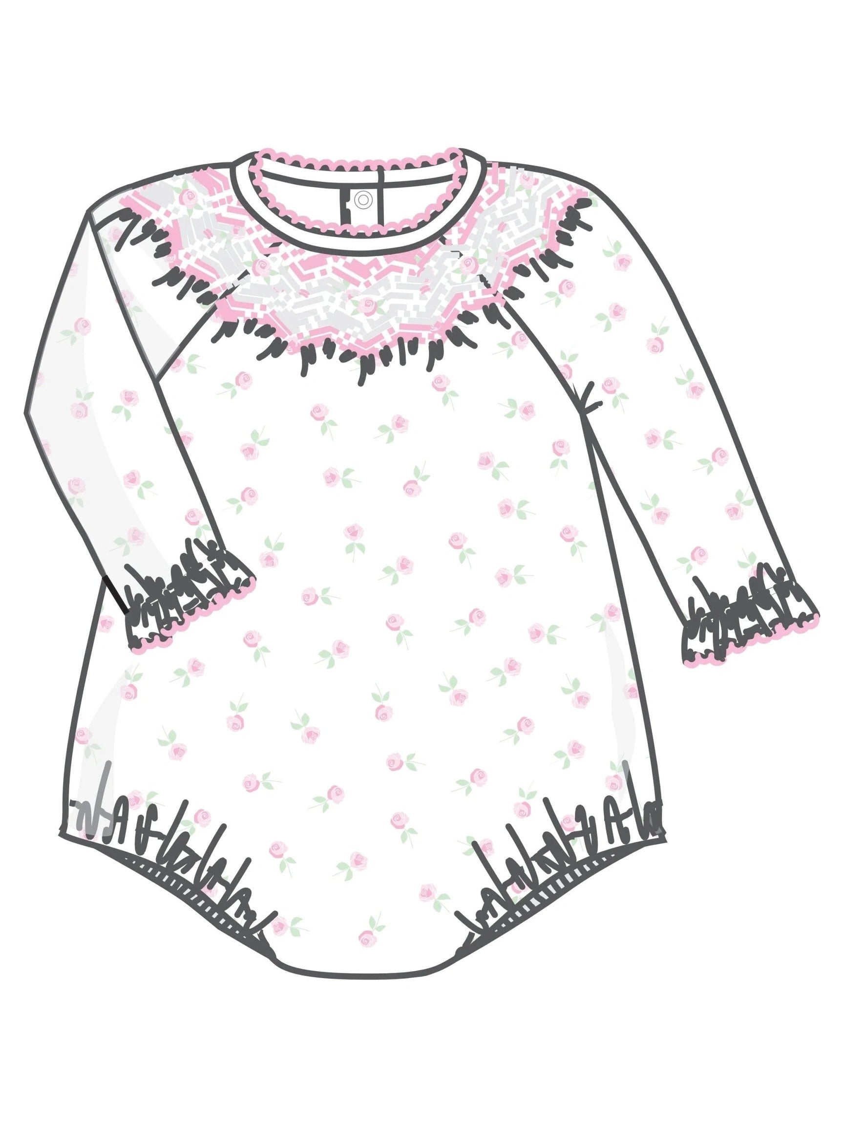 Juliette's Classics Print Smocked Bishop L/S Bubble
