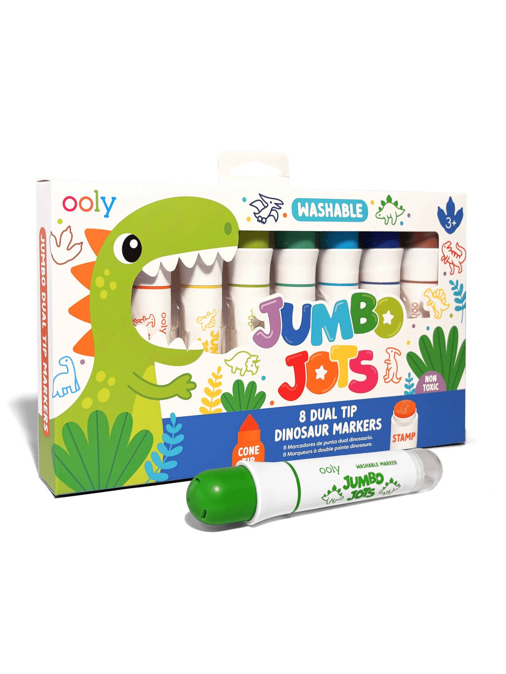 Jumbo Jots Dual Tip Dinosaur Stamp Markers - Set of 8