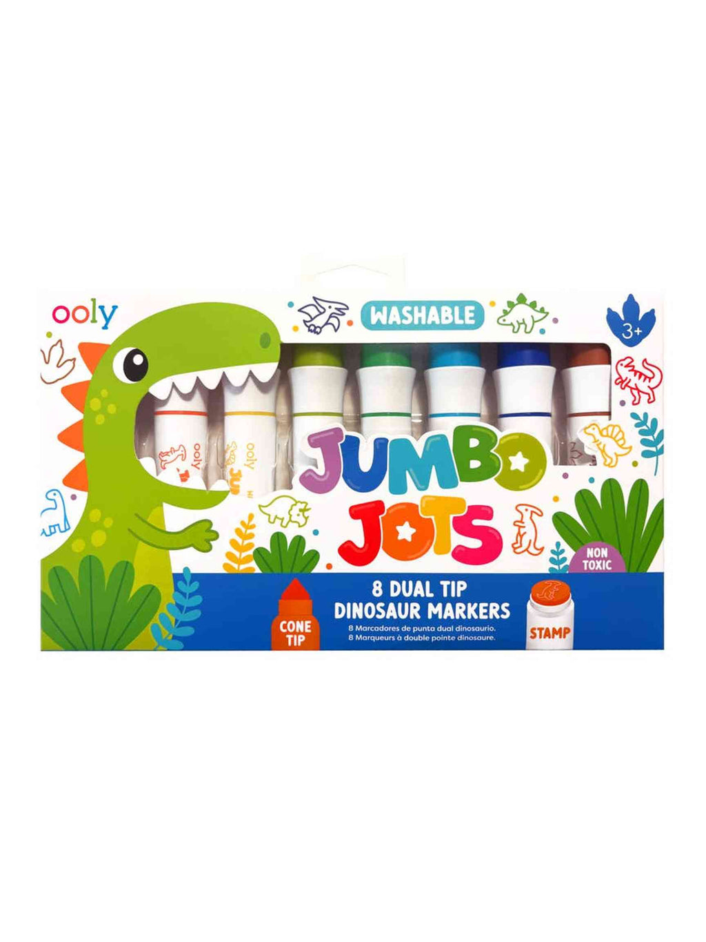 Jumbo Jots Dual Tip Dinosaur Stamp Markers - Set of 8