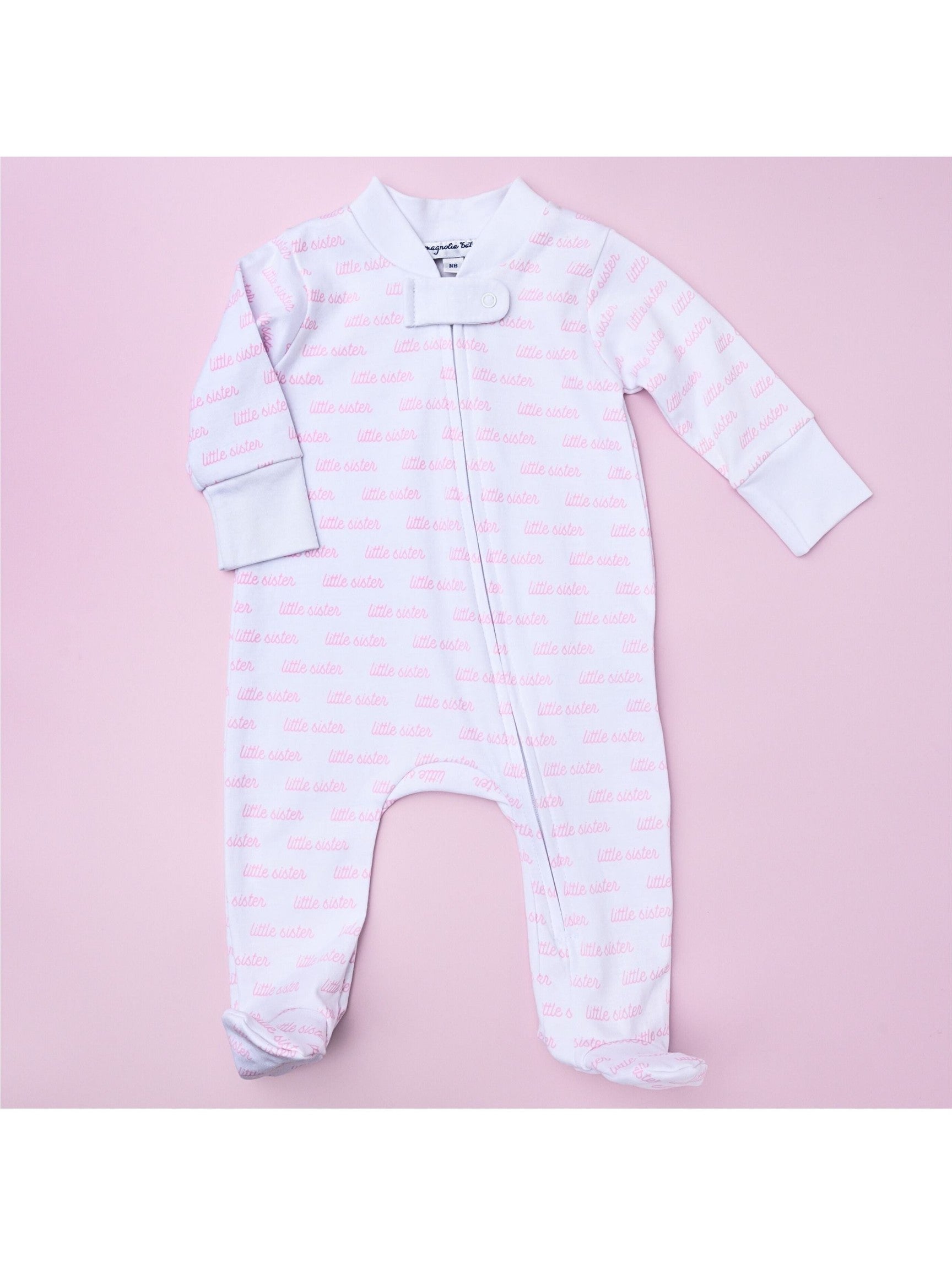 Little Sister Zipper Print Footie
