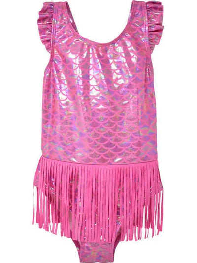 Keana One Piece Swimsuit w/ Fringe - Mermaid Scales