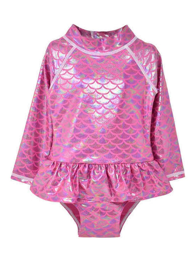 Alissa Infant Rashguard Swimsuit - Shiny Pink Scales