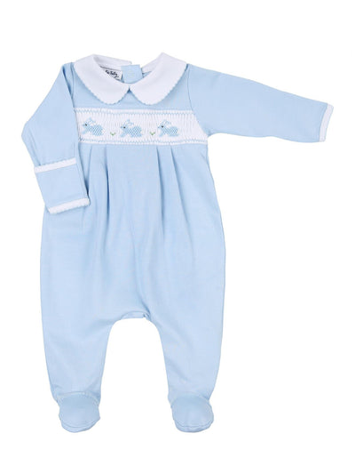 Pastel Bunny Classics Blue Smocked Collared Footie