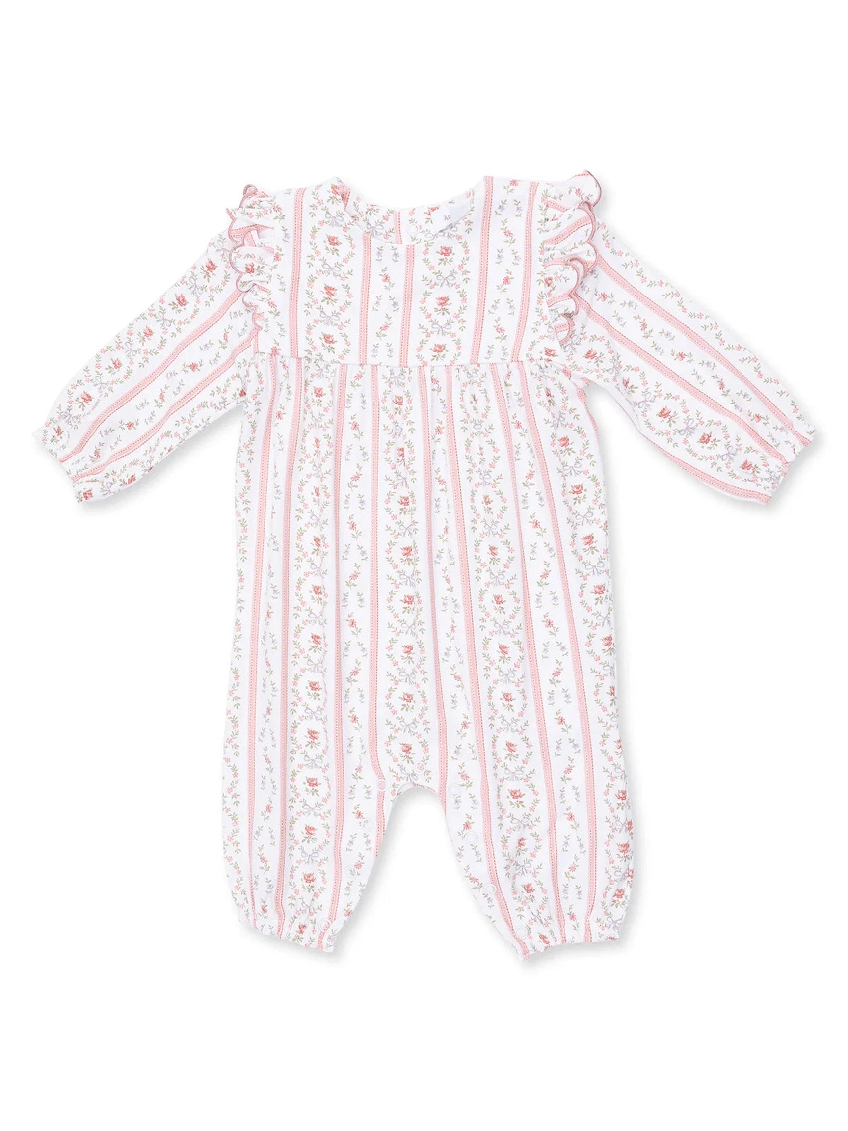 Marnie Rosebud Stripe - Long Sleeve Petal Ruffle Romper