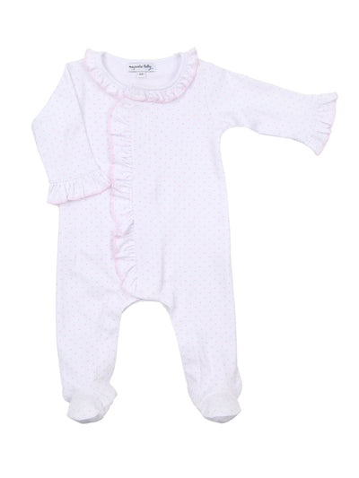 Mini Dots Ruffle Footie - Pink